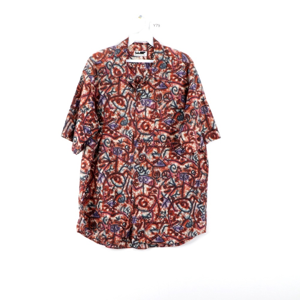 Vintage 90s Streetwear Abstract Print Button Shirt